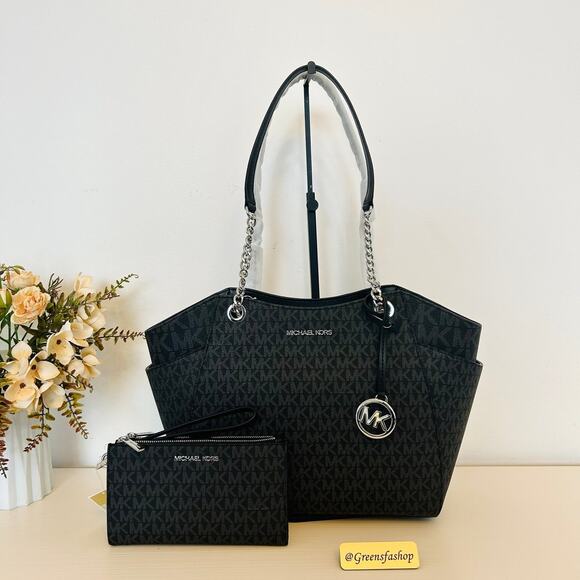 Michael Kors Handbags - Michael Kors Purse & wallet jet set travel large chain tote shoulder bag black